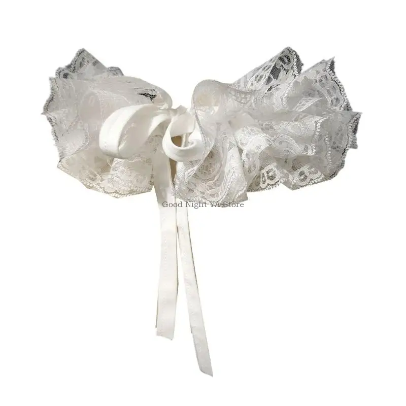  Victorian Edwardian Styles Detachable Lace Ruff Collar With Adjustable Ribbon