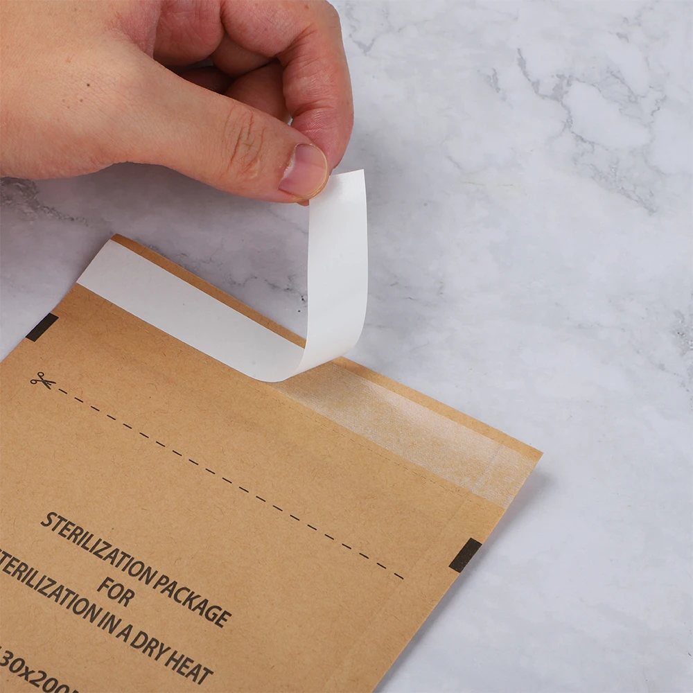 100pcs Kraft Paper Cleaning Bag Disposable Self-Sealing Sterilization Disinfection Pouches For Dental Tattoo Nail Beauty Tools