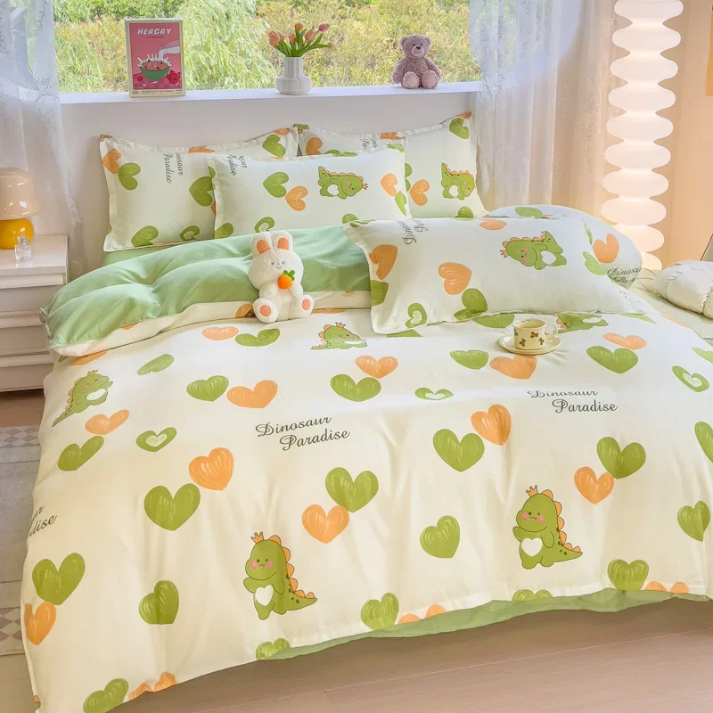Fresh Print Brushed Duvet Cover Set or Single Quilt Covers Soft Skin-friendly Breathable Blanket Cover Custom Sizes Available