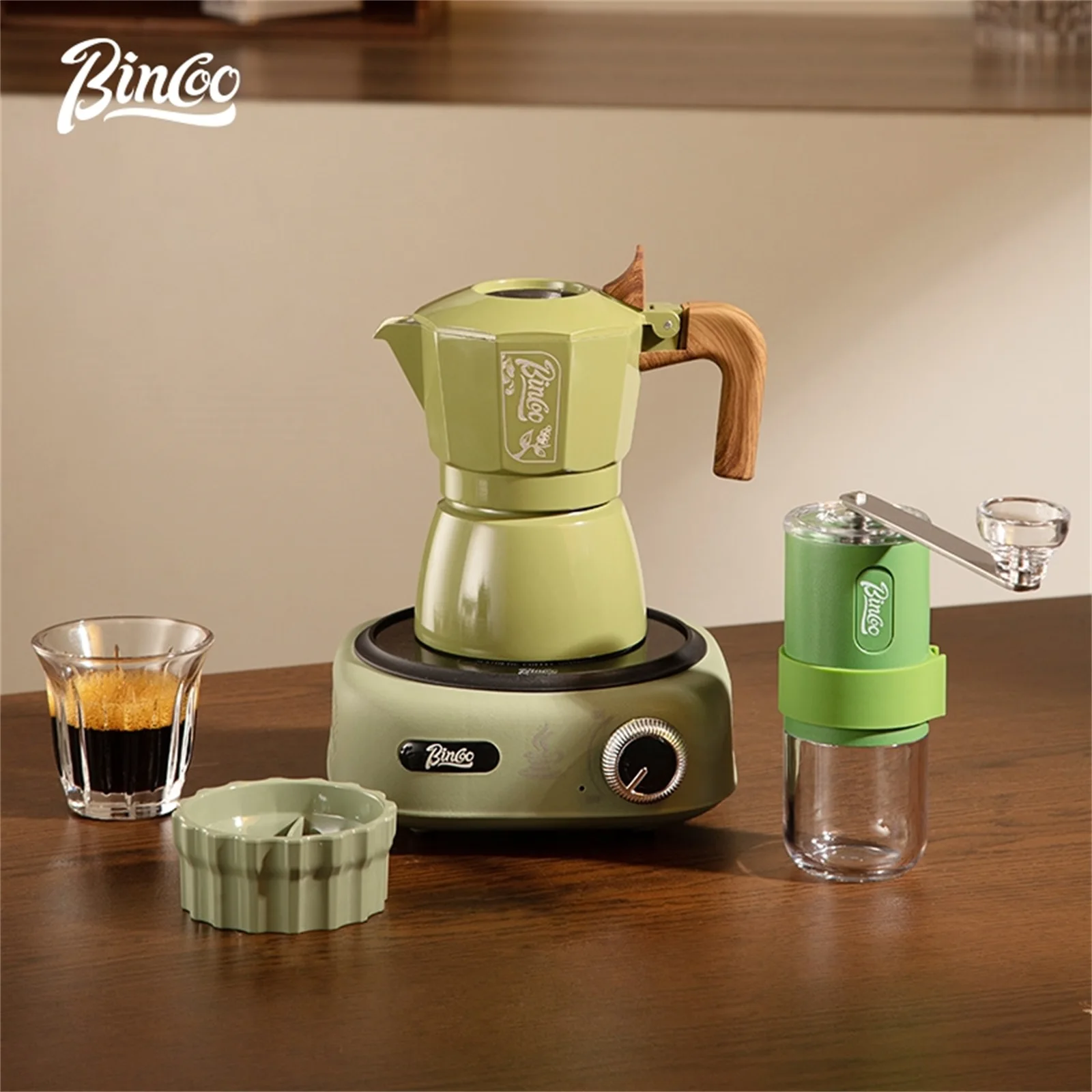 

Bincoo 6-Color Moka Pot Collection 2-Valve Design Small Espresso Maker for Home Use Complete Coffee Starter Kit