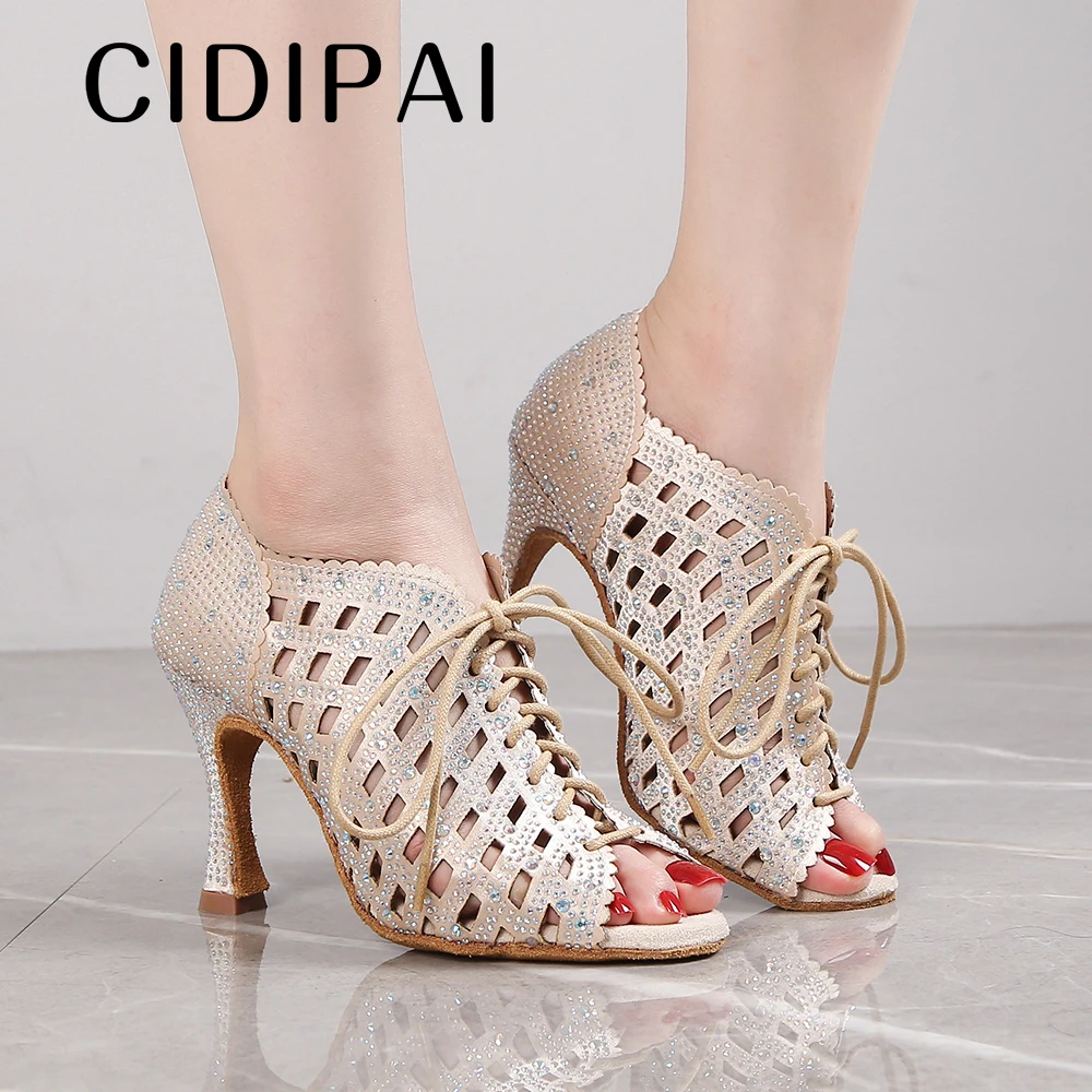 CIDIPAI 2022 New Women Dance Shoes Soft Soles Latin Dance Shoes Drill Boots Black Ballroom Dance Boots Salsa Tango Shoes