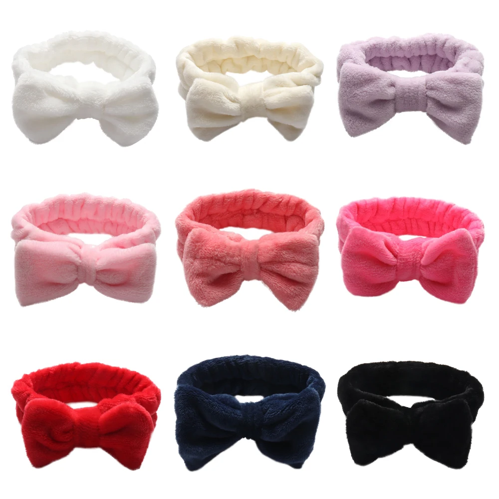 Eyelashes Extension Spa Facial Headband Pink Red Color Headbands Headwear Hair Bands Wash Face Bow Hairbands For Women Girls