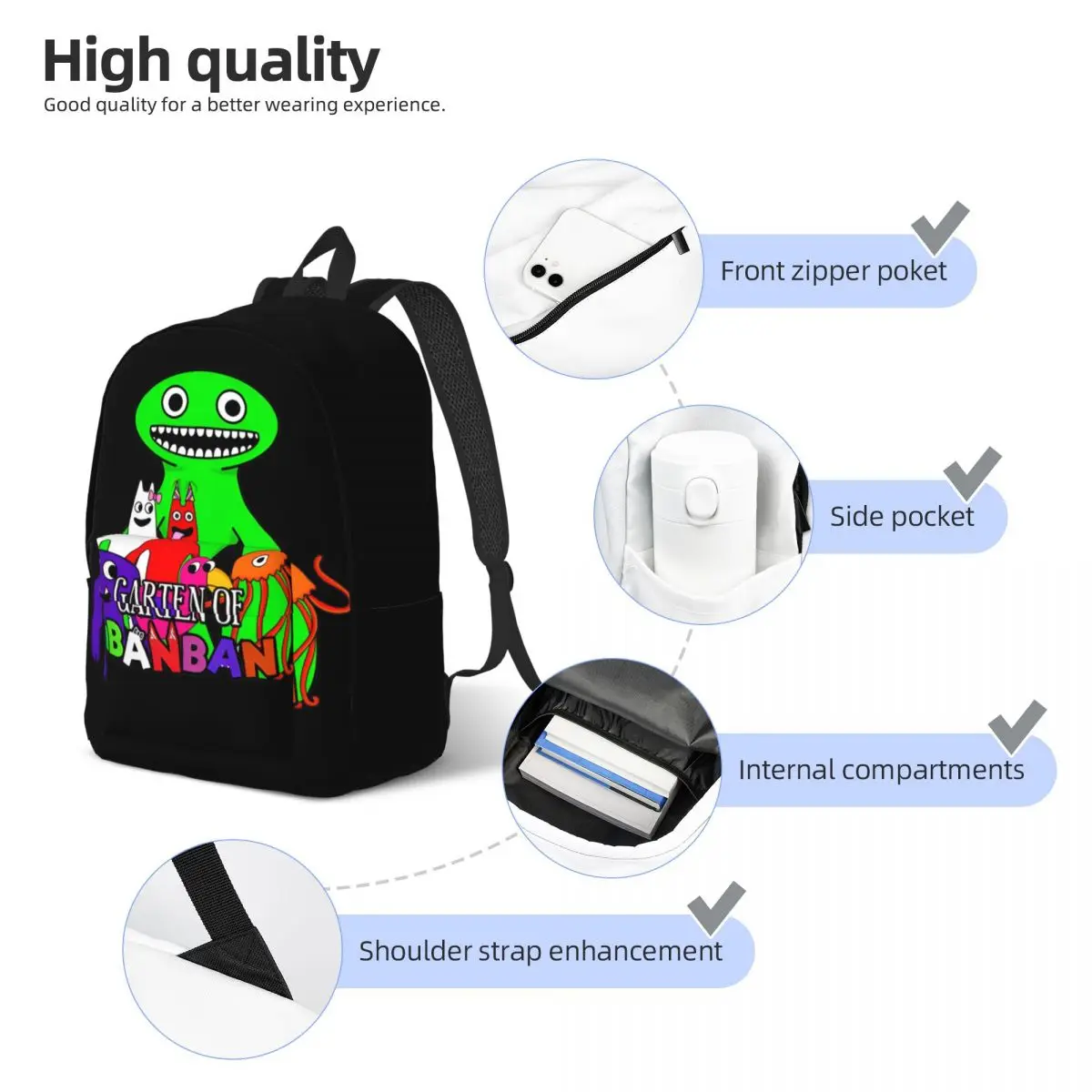 Garten Of Banban Characters for Teens Student School Book Bags Colorful Daypack Elementary High College Gift