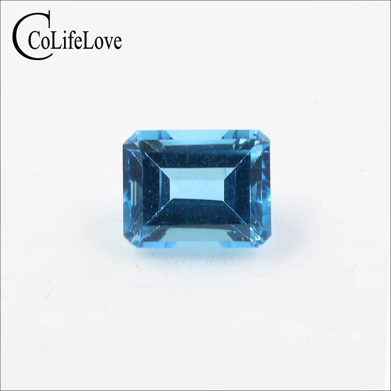 

100% Real Natural Light Blue Topaz for Jewelry DIY 8mm * 10mm Emerald Cut Topaz Loose Genmstone