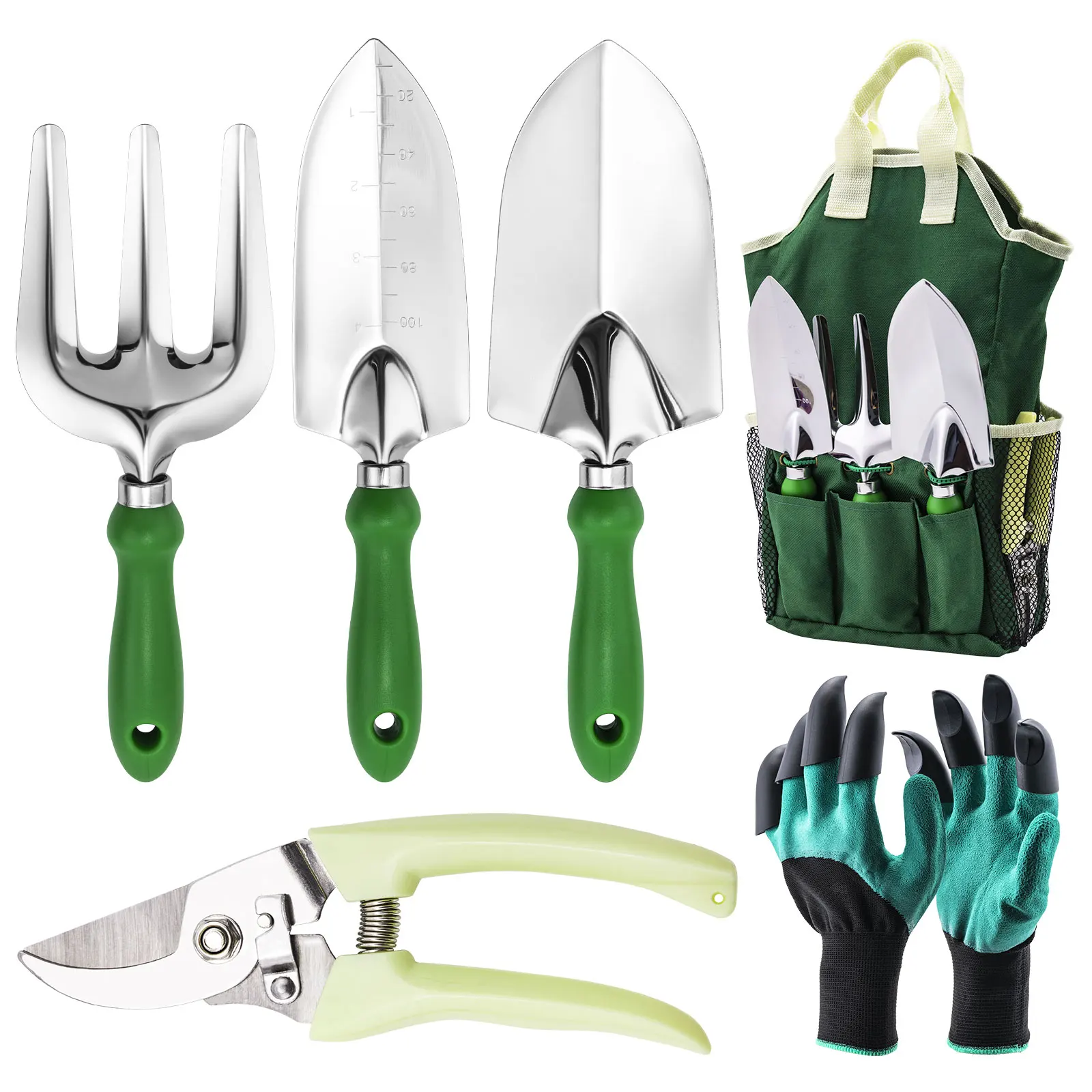 

Gardening Tools Set Including Garden Shear Claw Gardening Gloves Cultivator Transplant Trowel Soil Scoop Outdoor Planting Tools