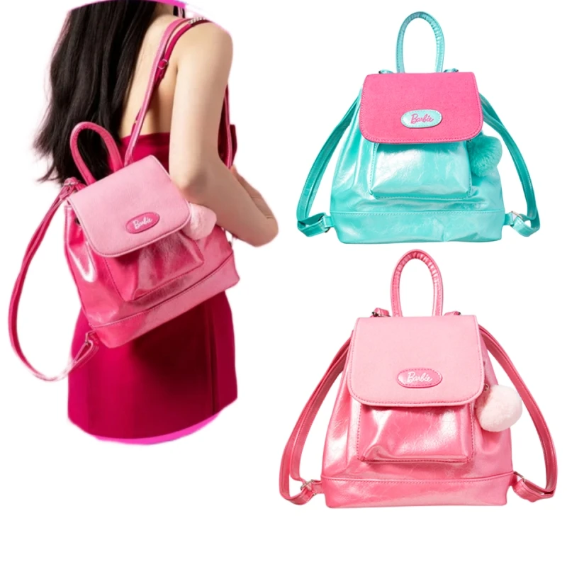 

Y2K Kawaii Miniso Barbie Women's Backpack Anime Portable Large Capacity Shoulder Bag Cute Girl Fashion Sweet Cool Mini Backpacks