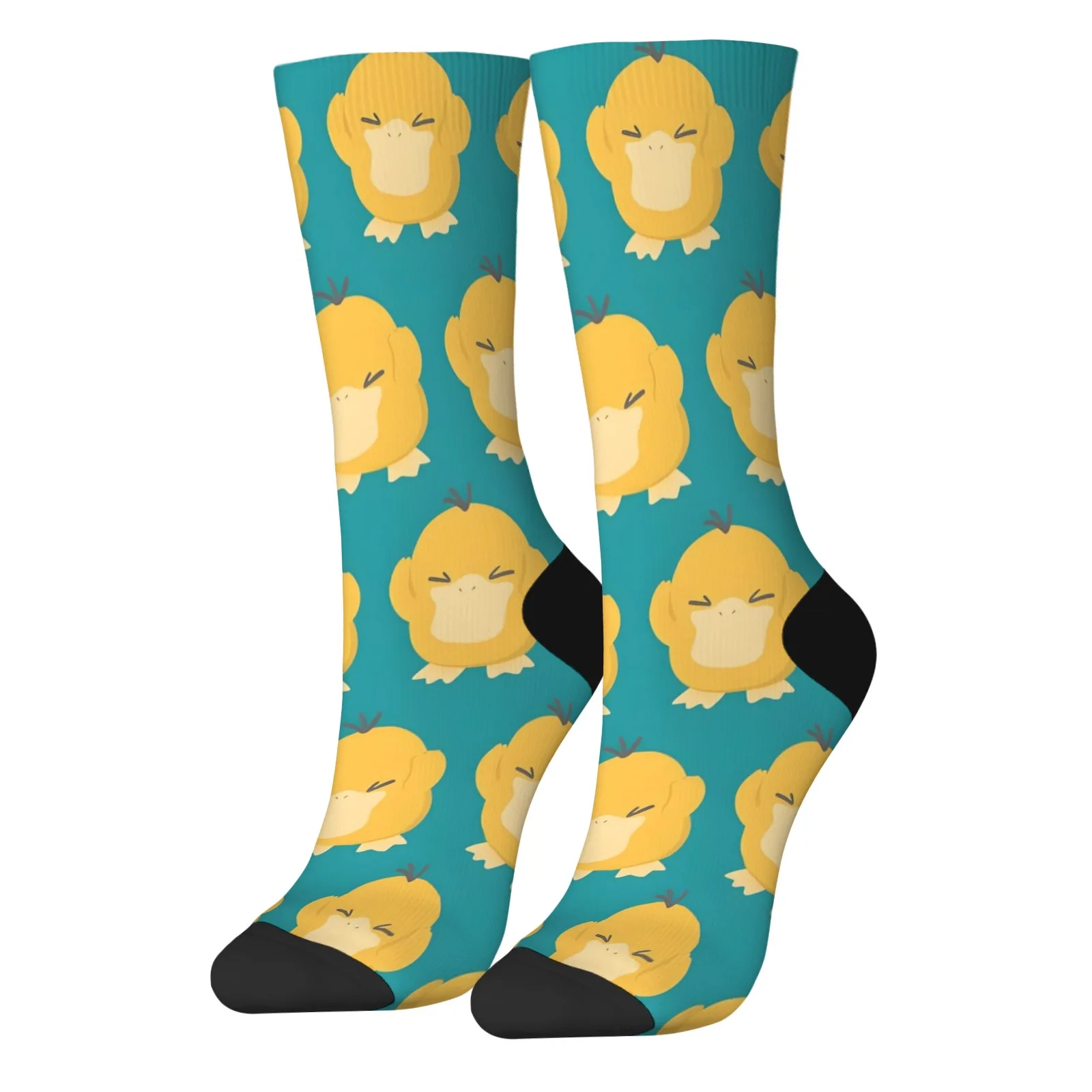 

Psyduck theme print cute socks novelty happy crew socks soft and comfortable unisex fashion Harajuku trend casual party gifts