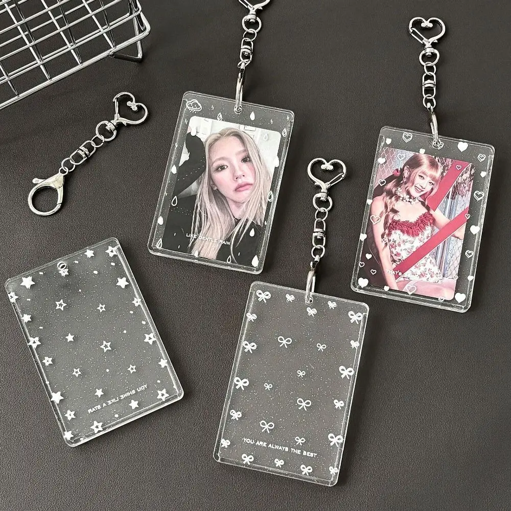 

Transparent Acrylic Photocard Holder with Keychain Cute Photo Card Case Protetion Cover Simplicity