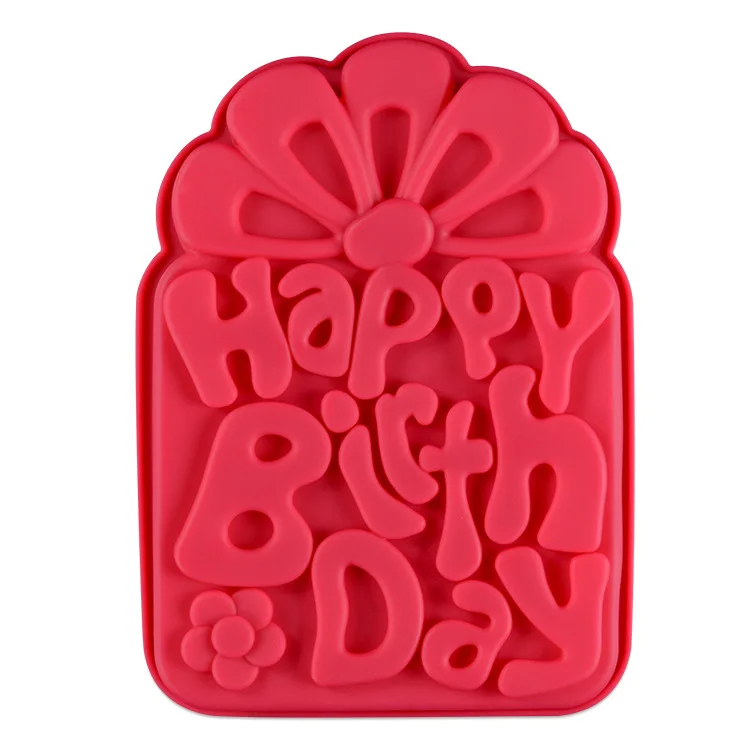 Flower Happy Birthday Silicone Cake Bread Bakeware Chocolate Pudding Mold DIY Pastry Baking Tool Kitchen Accessories M737