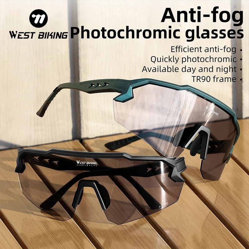 WEST BIKING Bicycle Glasses Photochromic Sunglasses Anti-fog Men Women MTB  Cycling Road Eyewear New Outdoor Hiking Bike Goggles