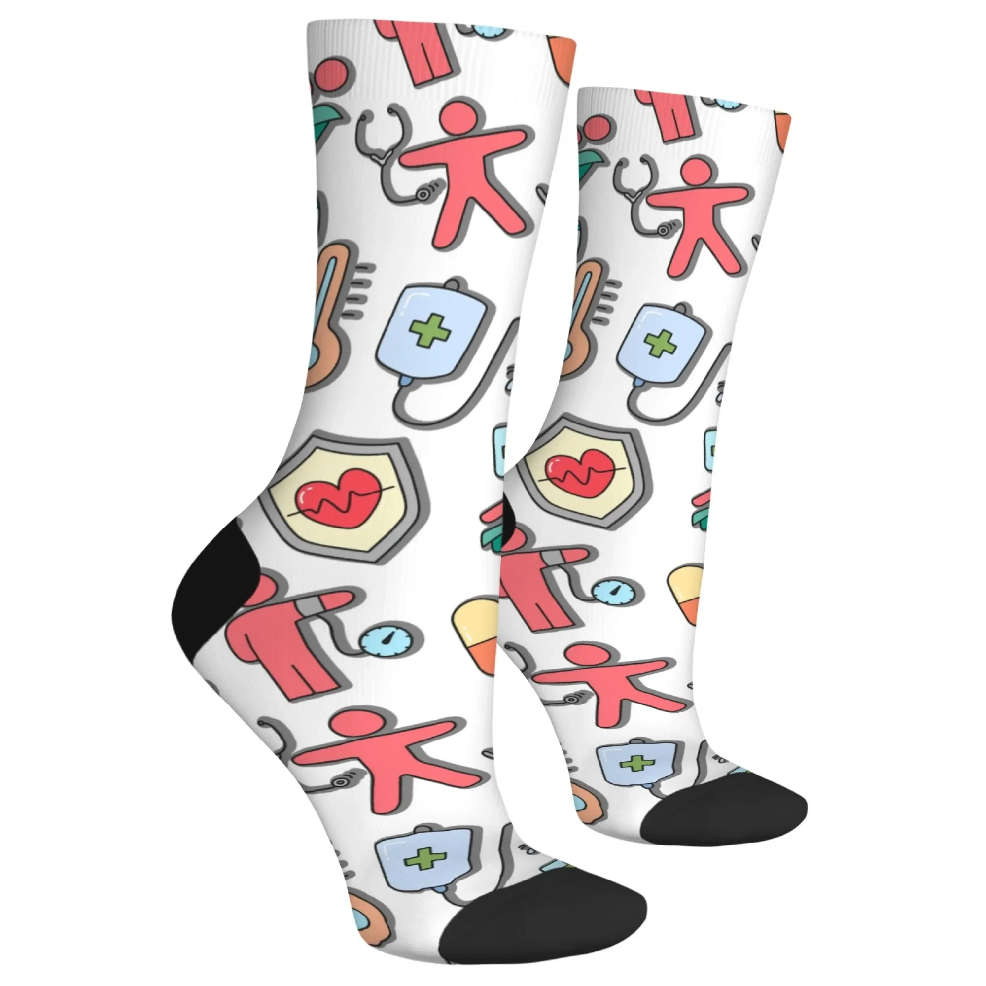 Medicine Doctor Nurse Treatment Cartoon Cute Socks Novelty Harajuku Hip Hop Funny Socks Gift Comfortable Non-slip Cycling Socks