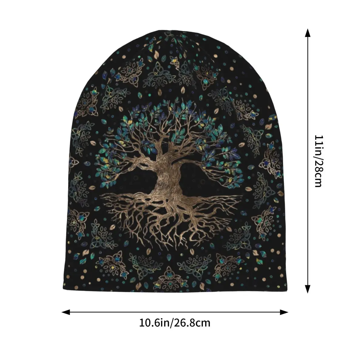 شجرة الحياة-Yggdrasil الذهبي والرخام زخرفة Skullies Beanies القبعات قبعة الخريف الدافئة محبوك بونيه قبعات للجنسين الكبار