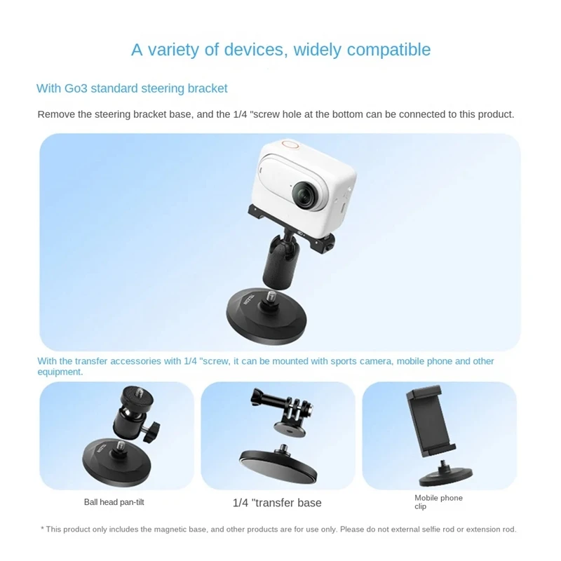 TELESIN 1 Piece Magnetic Suction Bracket Base Action Camera Holder Replacement Parts For Insta360 G03 Action Camera Accessories