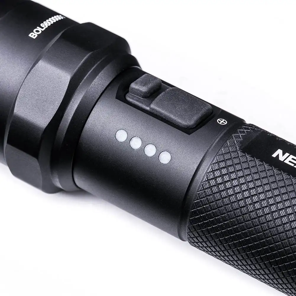 Nextorch P83 Duty/Tactical Flashlight with Red/Blue Warning Lights, 1300 Lumens, 18650 Battery, Type-C Rechargeble, Strike Bezel