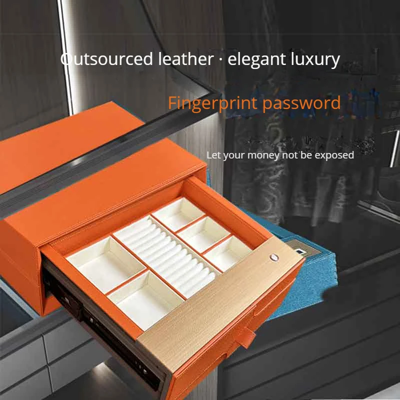 Safe Deposit Box New leather Crystal password drawer smart drawer safe home storage fingerprint password drawer Jewelry box