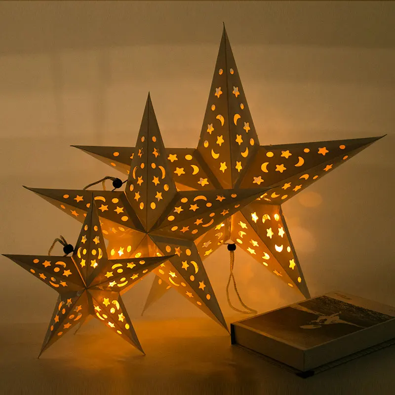 30-75cm Hollow Star Hanging Pendant Paper Lantern DIY Wedding Birthday Party Lamp Shade Holiday Home Decor Supplies
