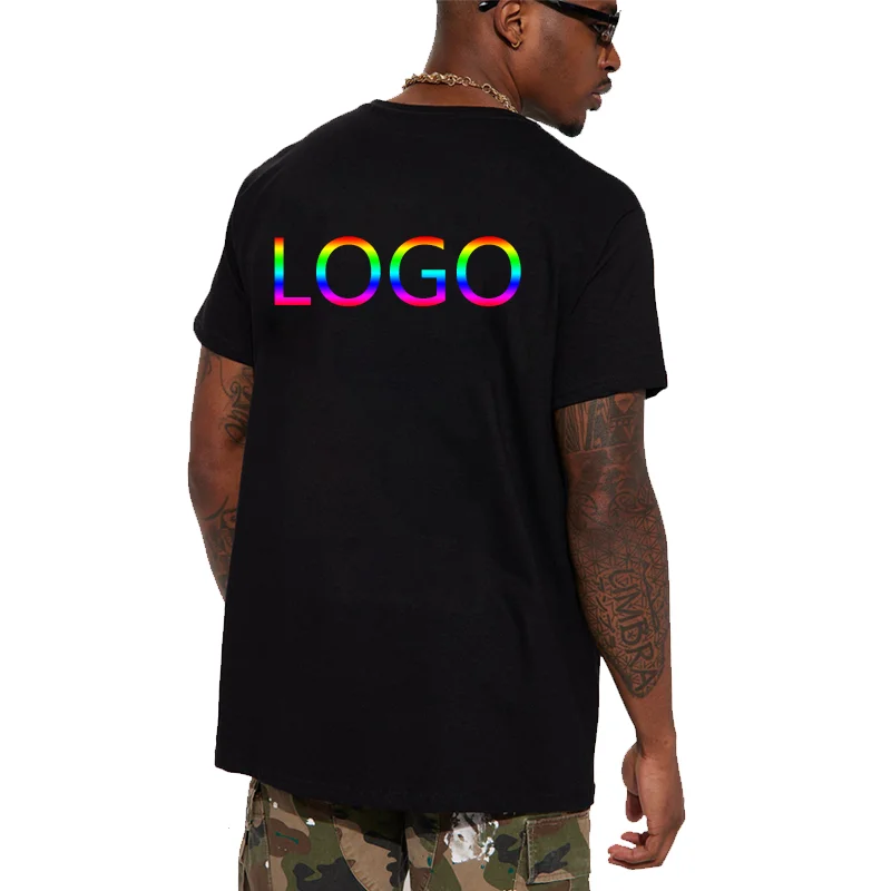 180gsm 100% Cotton T Shirt Men Custom Your Design Text  Tops Tee Men Print Your Own Design Brand Team Customization DropShipping image 5