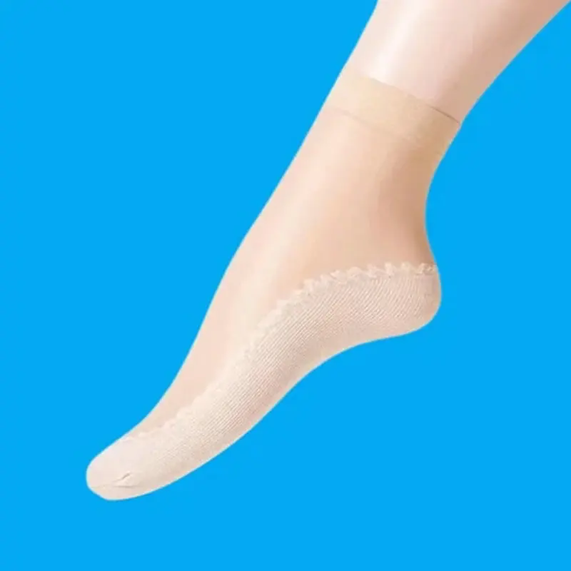 Chaussettes fines absorbant la transpiration pour femmes, chaussettes à tube court, bas en acier, semelle en velours et coton, deuxième génération, printemps et été, 5/10 paires