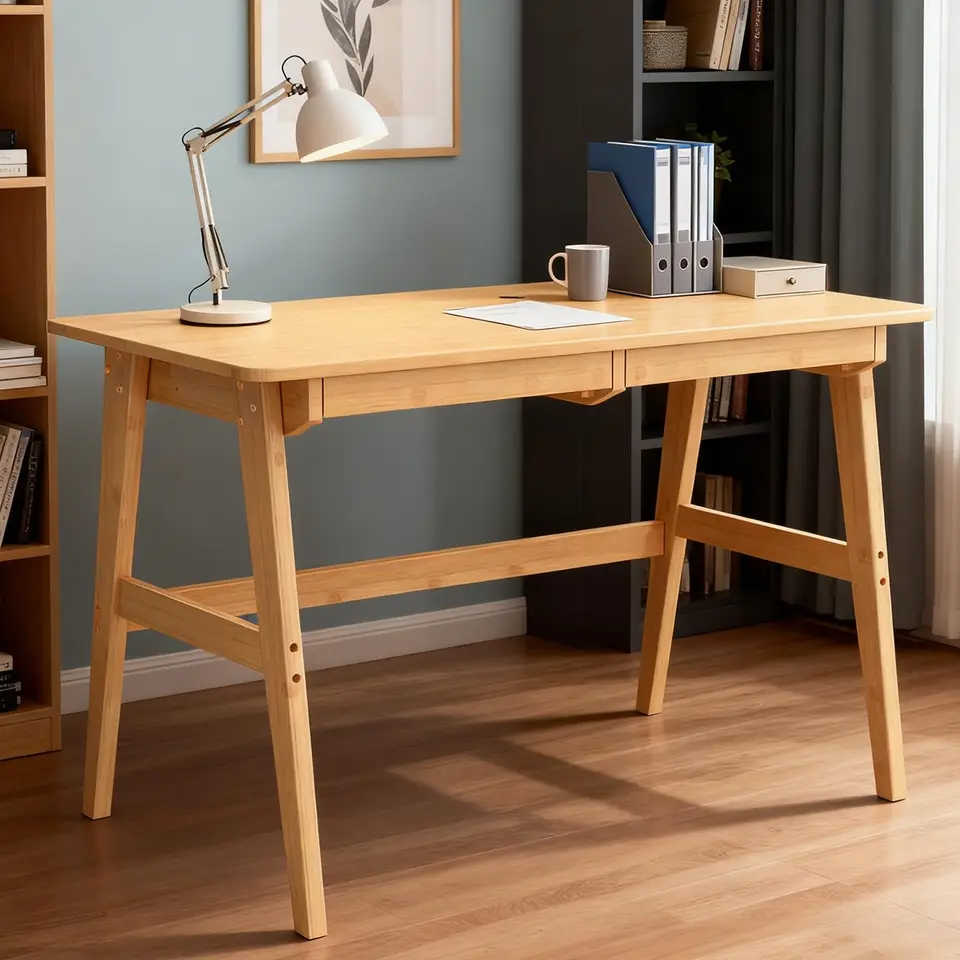 Bamboo 48 Inch Computer Desk with 2 Drawers