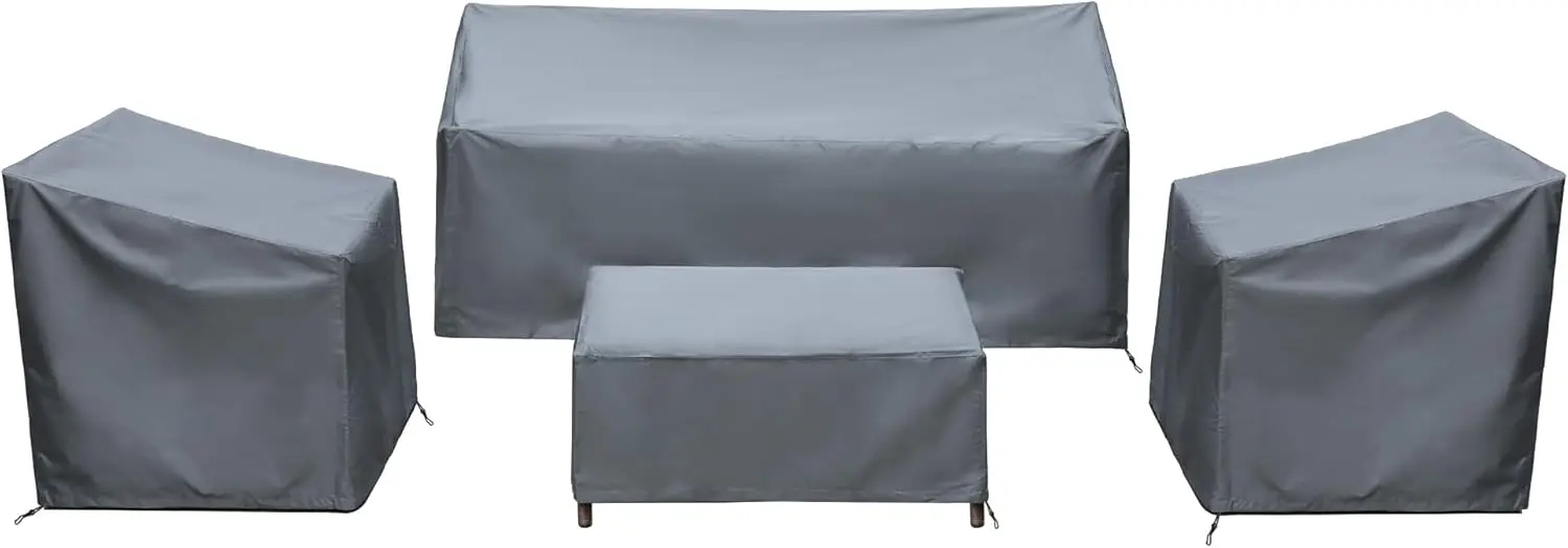 

Водонепроницаемые чехлы для уличной мебели для 4-местных комплектов для патио, очень большие, серые - надежная защита