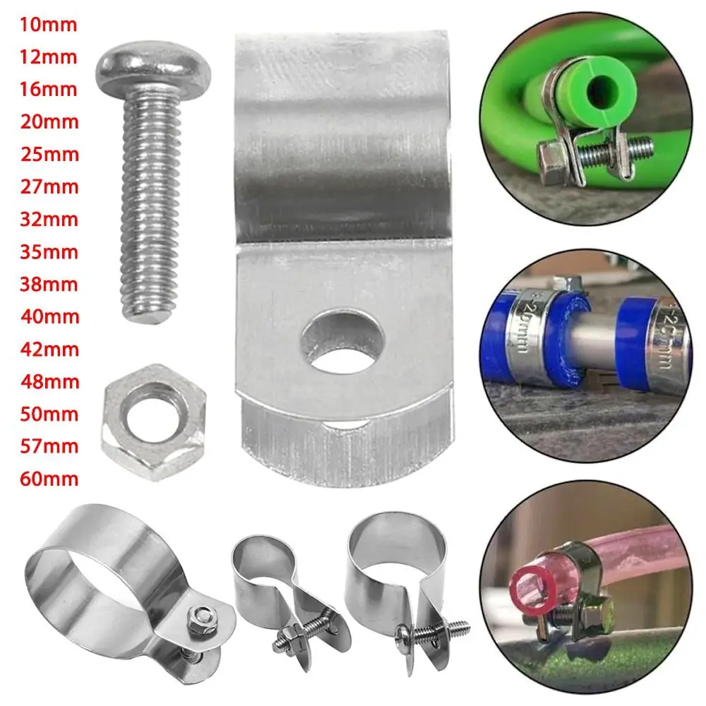 1 Stück mit Schrauben und Muttern, Schlauchklemme aus 304 Edelstahl, Befestigungsklammer für Erdung, Durchmesser 10mm-60mm, Rohrschnalle