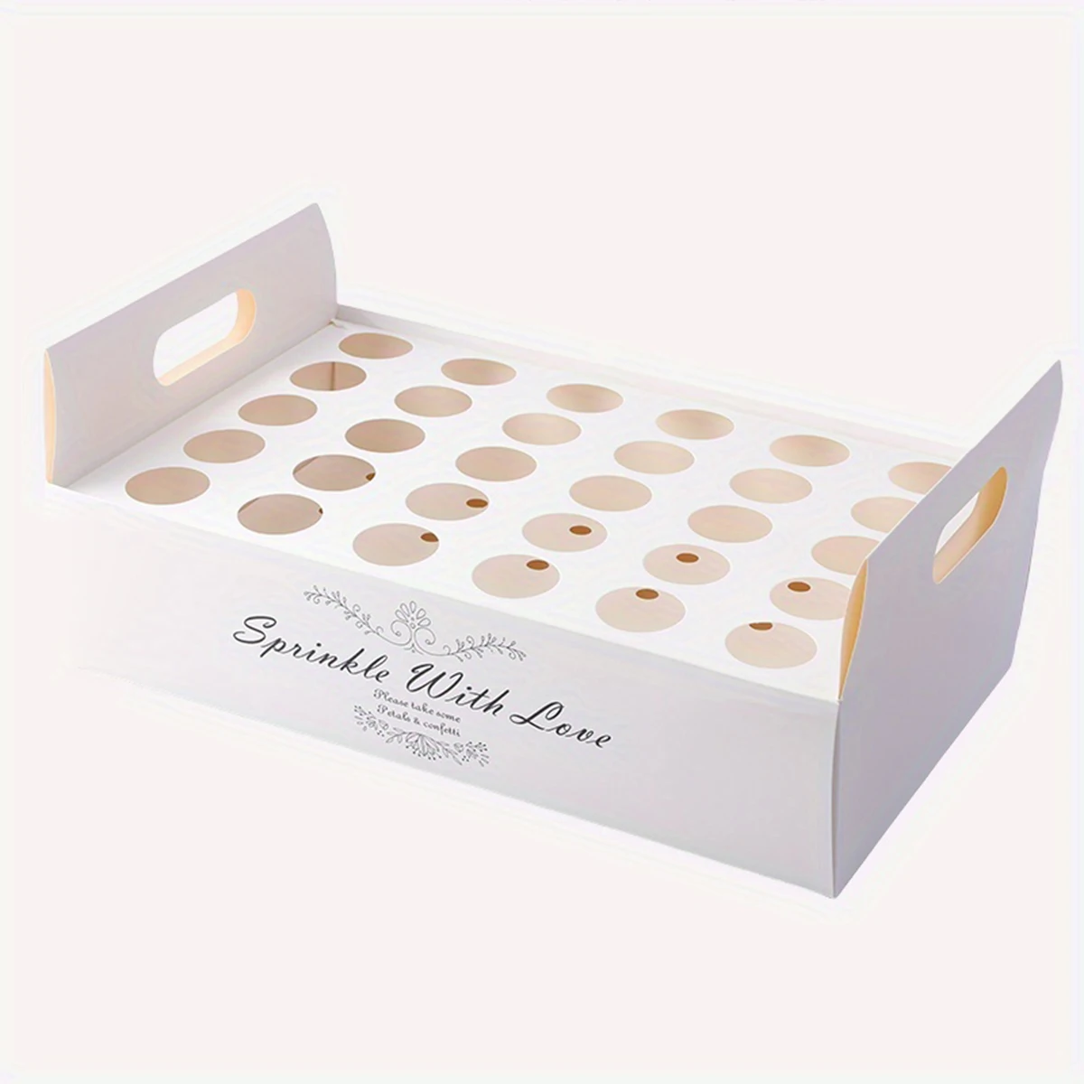 1 قطعة صينية حامل مخروطية بيضاء - تصميم زهور بفتحة 30 فتحة لحفلات الزفاف/حفلات الزفاف، لوازم تغليف الهدايا