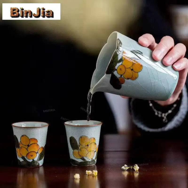 200ml Hand Drawn Loquat Tea Pitcher Pour Tea Tea-separating Cha Hai Dispenser Justice Cup Fair Mug Drinkware Ornaments Supplies
