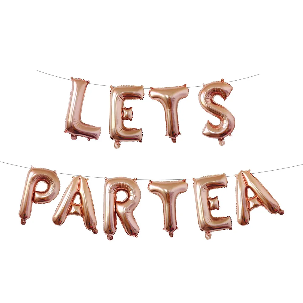 

1Set 16inch LET'S PAR TEA Balloons Tea Party Birthday Balloon Banner Tea Party Decorations Par Tea First Birthday Decoration