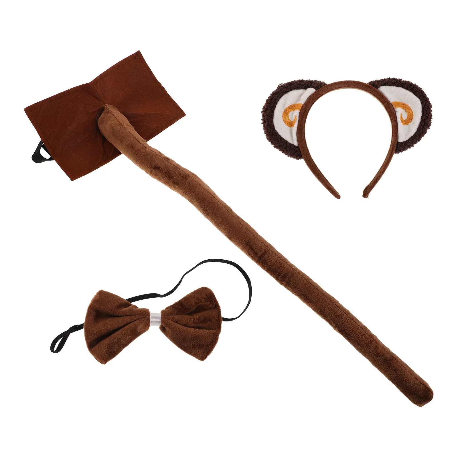 1Set Affe Kostüm Tier Zubehör Kinder Weiche Stirnband Schwanz Fliege Dschungel Party Cosplay Dress Up Kit Tier Ohren kostüm