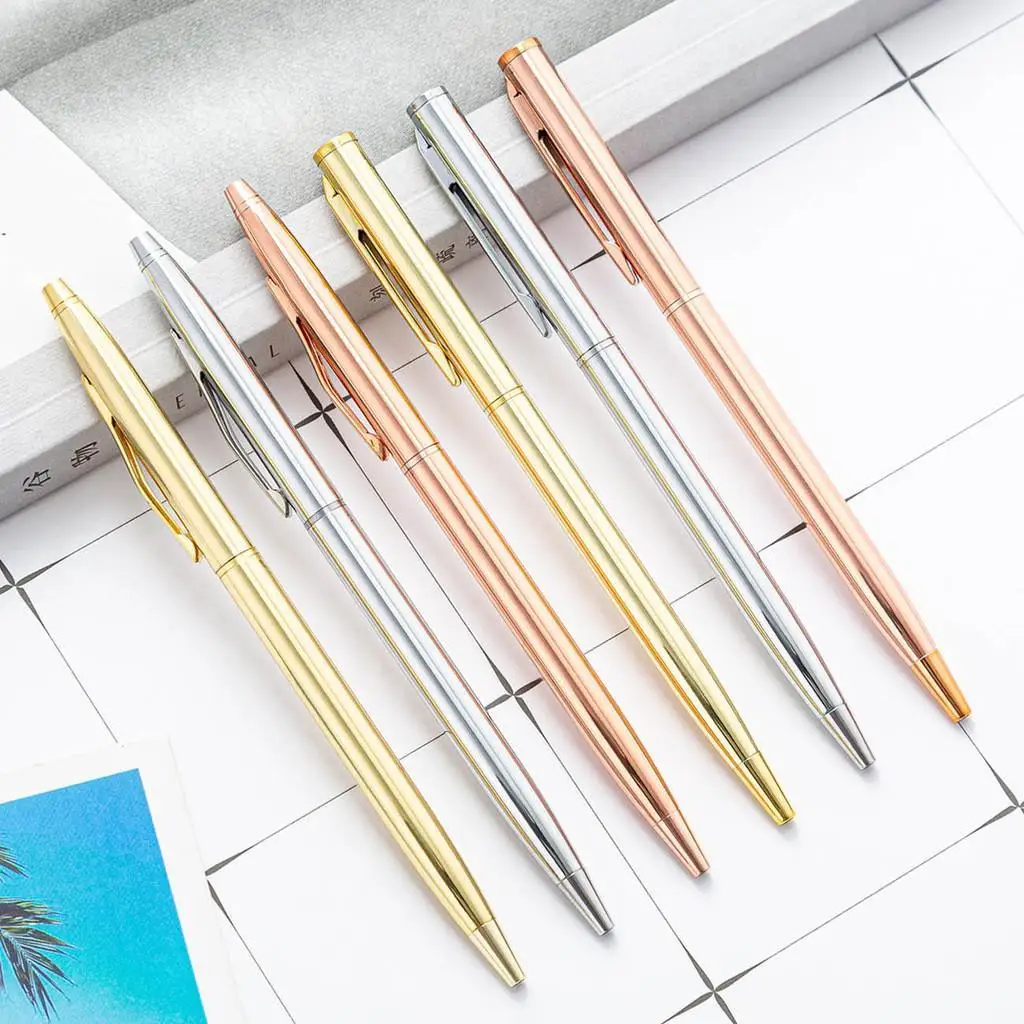 

1PC 1.0mm Portable Mini Metal Ballpoint Pen Signature Pen Stationery Writing Tool Office School Supply