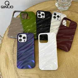 Luxury 3D Wave Texture Plating Phone Case For iPhone 15 14 Plus 13 12 11 Pro Max X XR XS Max SE 2022 7 8 Plus Shockproof Cover