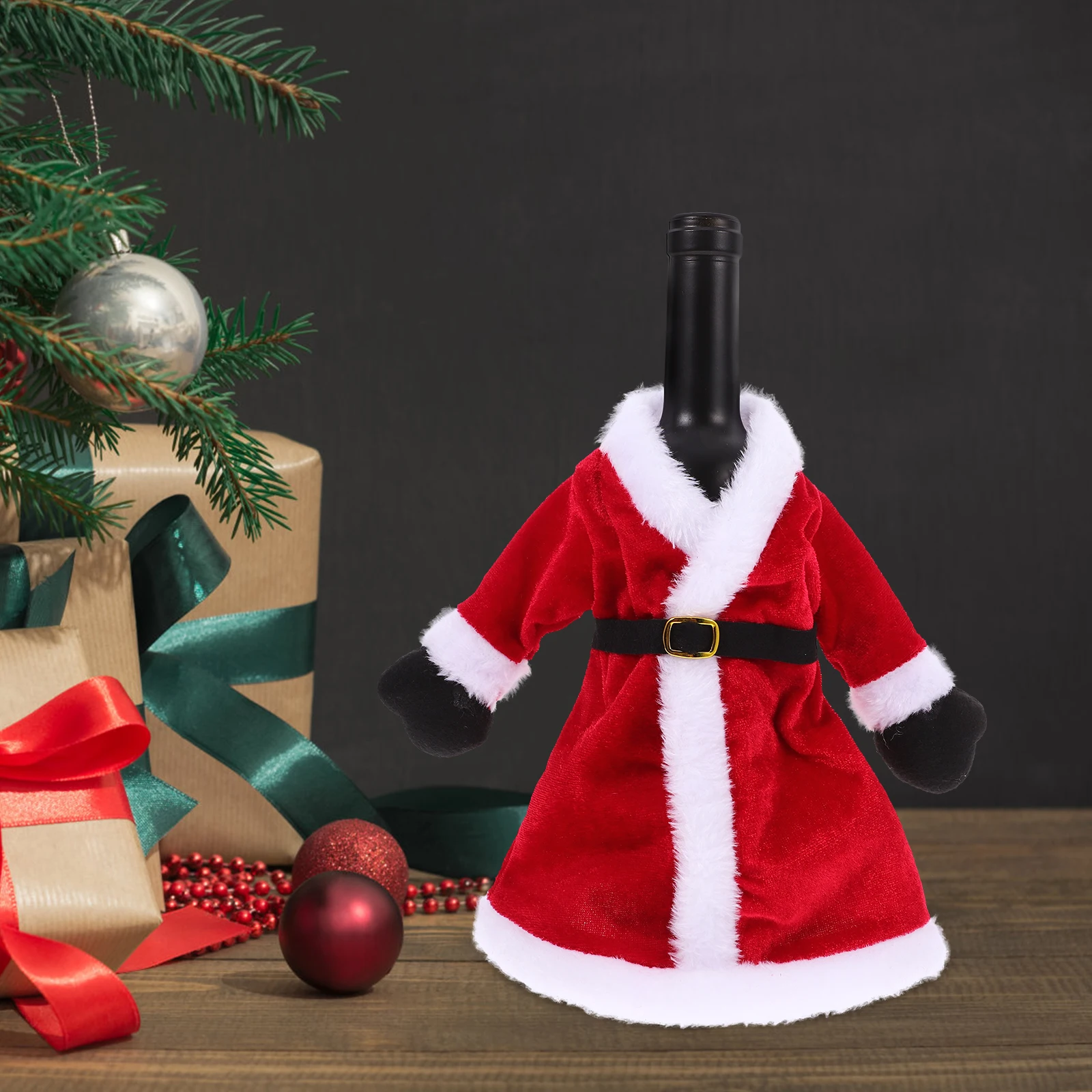 

2pcs Christmas Wine Bottle Cover Santa Dress Design Bottle Sleeve Holiday Party Decor Xmas Wine Accessory Kitchen Bar Tools