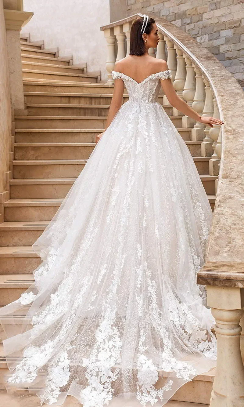 

Customized 2025 Ball Gown Wedding Dresses Lace Appliques Off the Shoulder Backless Custom Plus Size Bride DressVestido De Novia