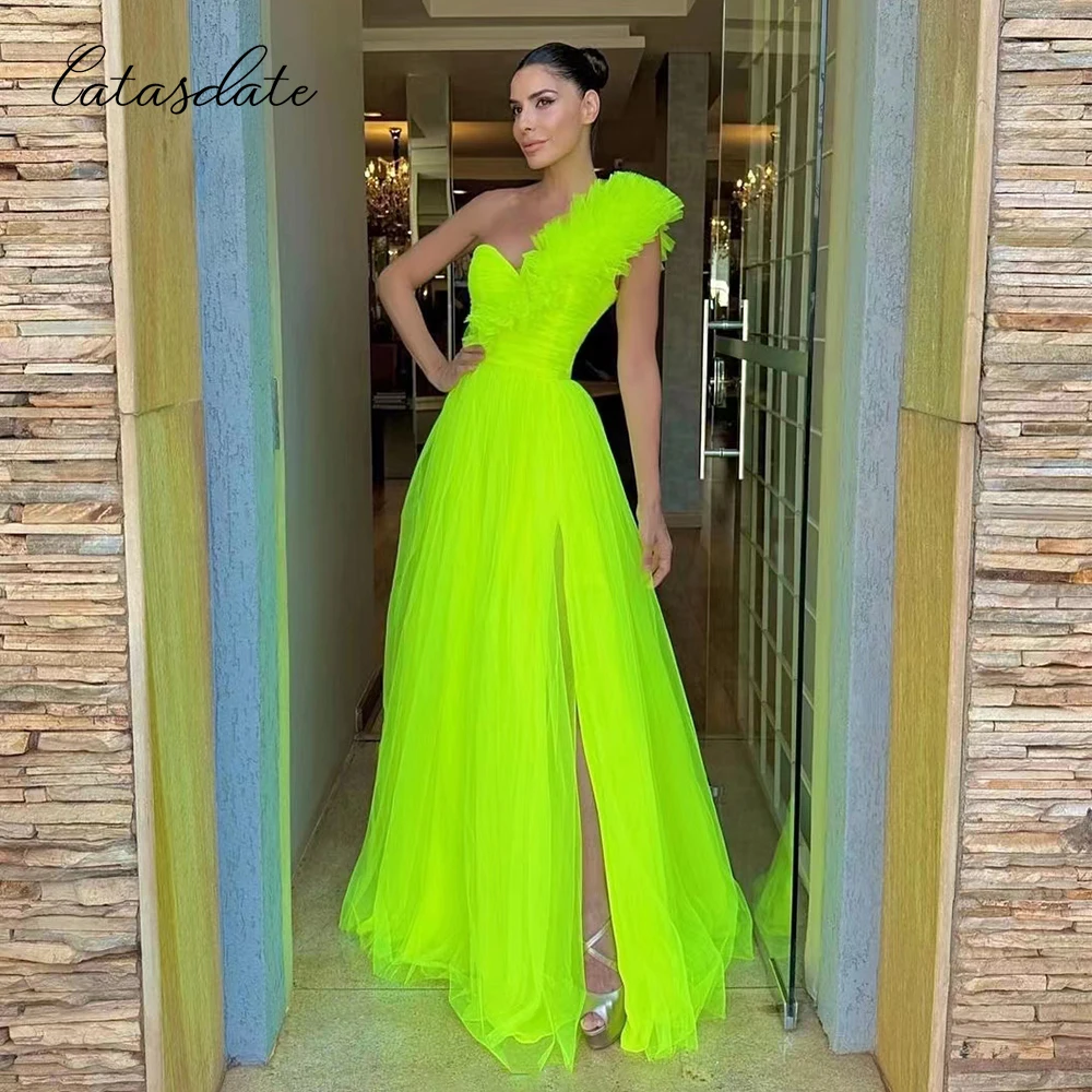 

Catasdate Mint One Shoulder Evening Party Dress A Line Wedding Enagament Dress for Women Formal Occasion Dresses فساتين مناسبة