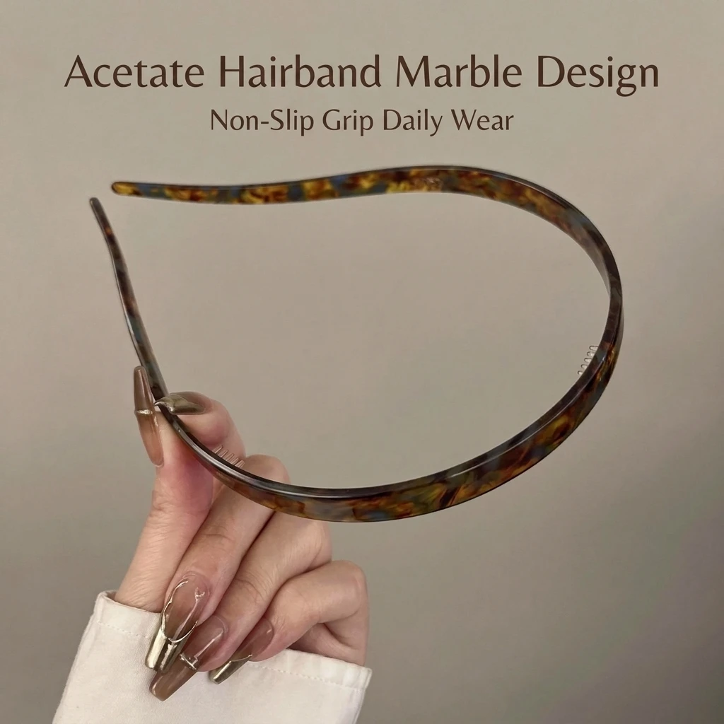 Fashion Acetate Headband Marble Pattern Non-Slip Hair Hoop Non-Clamping Ear Bone Hair Accessories Acetic Acid High-End Headband