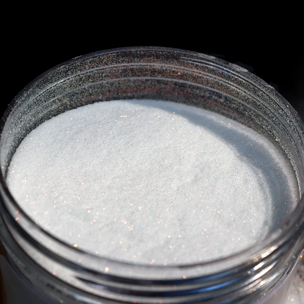 50g/Bag White Iridescent Glitter Nail Powder 1/256 0.1mm Rainbow Shiny White Sugar Powder Holographic Ultra-fine Pigment Dust
