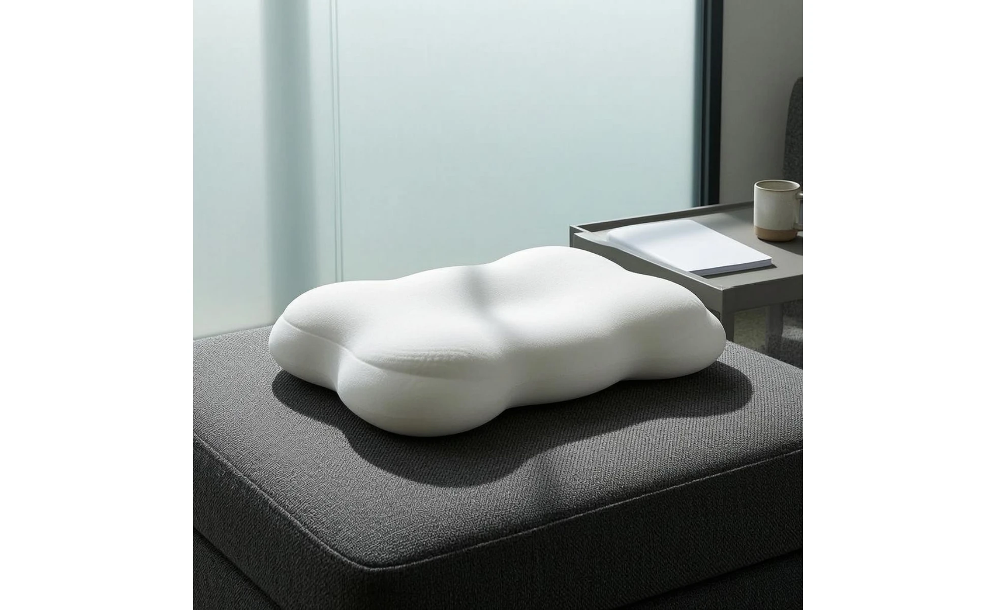 Contoured Memory Foam Pillow Raised Side Sections Sleep Support Bedding Matching Pillowcase