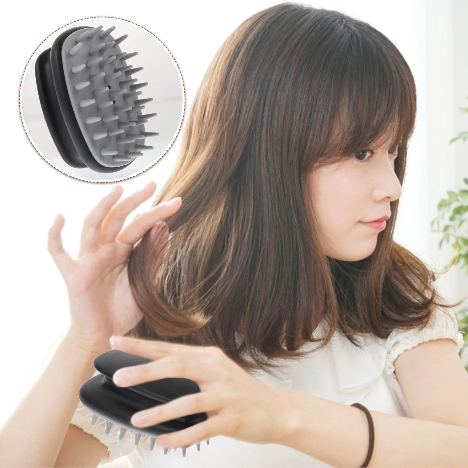 2Pcs Hair Shampoo Brush Silicone Massage Brush Scalp Cleaner Hair Growth Stimulator Head Scrubber for Dandruff Control and