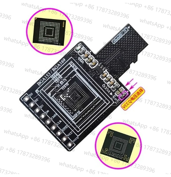 2PiecesTF-BGA153_169 Adapter EMMC Adapter  with Detachable Fly Wire Font Library Reading and Writing Simple Board 1.8V