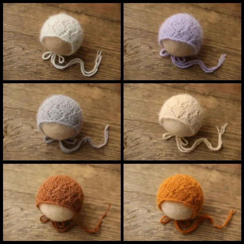 

Вязаная шапка с отверстиями для новорожденных, реквизит для фотосъемки детей, однотонная вязаная шапка для маленьких девочек и мальчиков, тканевый реквизит для фотосъемки