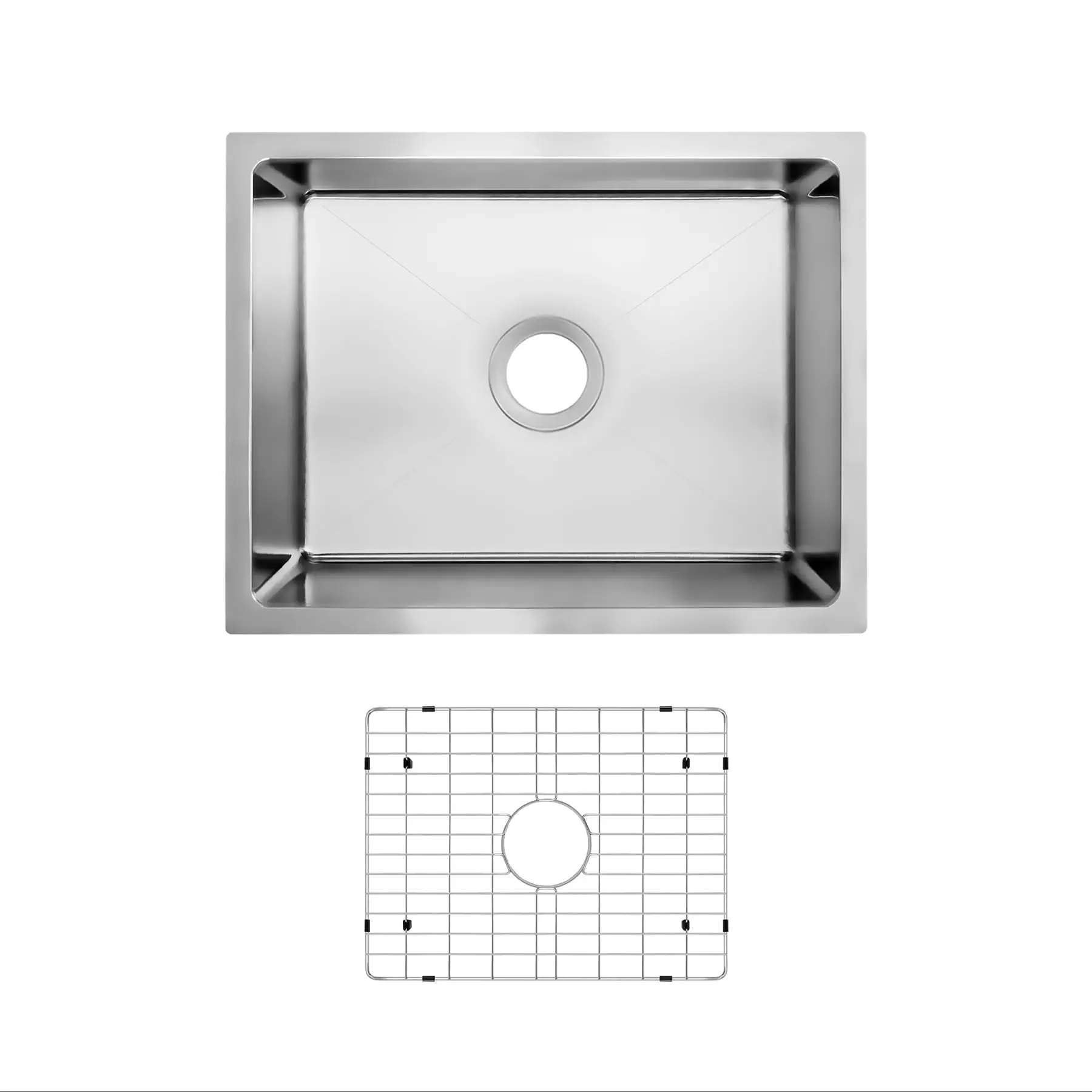 23 in. 18-Gauge Stainless Steel Undermount Rectangular Single Bowl Kitchen SInk w/ R10 Radius (Sink & Grid)