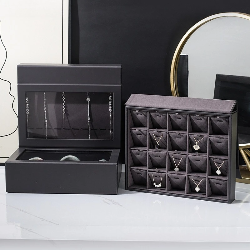 

Jewelry storage tray with lid, dust-proof jewelry display box, ring necklace display tray.