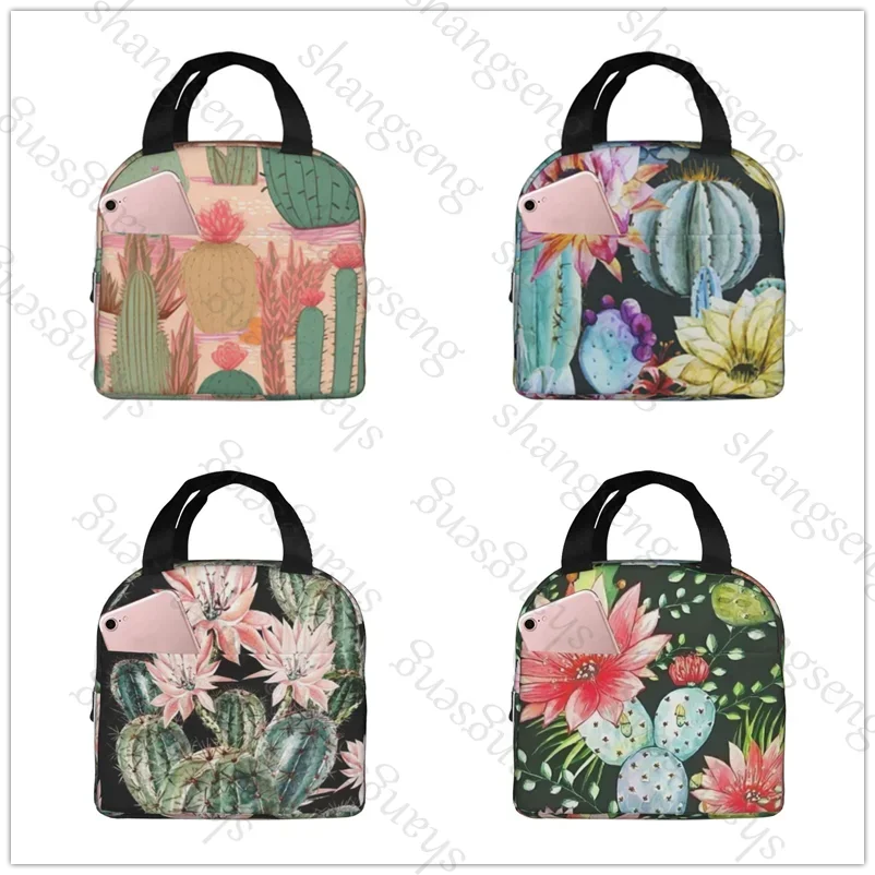 Cartoon cactus  Lunch Bag Insulation Bento Pack Aluminum Foil Rice Bag Meal Pack Ice Pack Student Bento Lunch Handbag