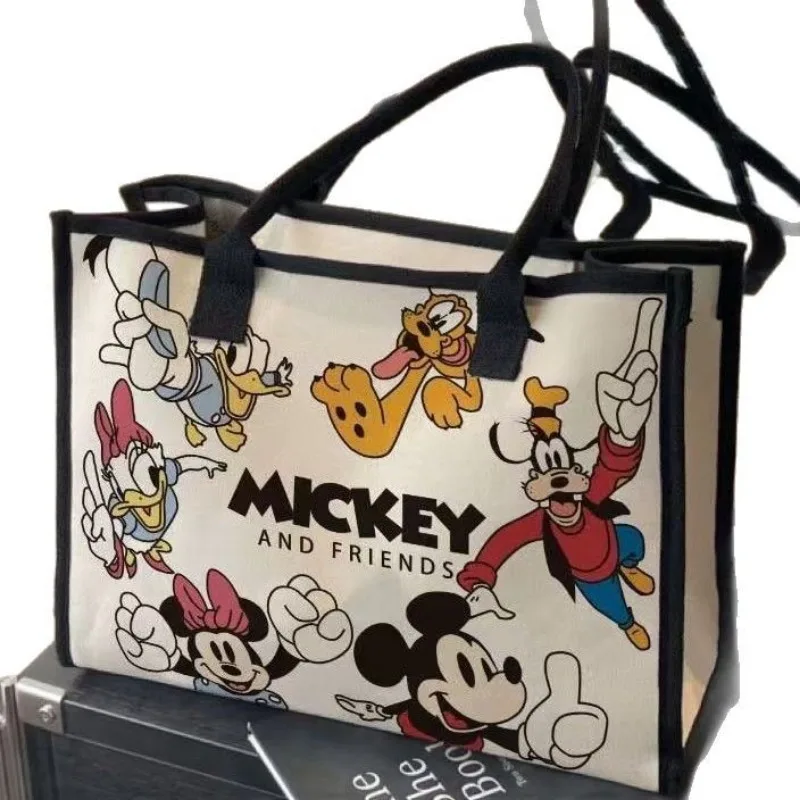 Mickey Mouse Shoulder Bag Minnie Cartoon Cute Character Canvas Fashion Daily Student Commuter Large Capacity Tote Bag Handbag - Image 6