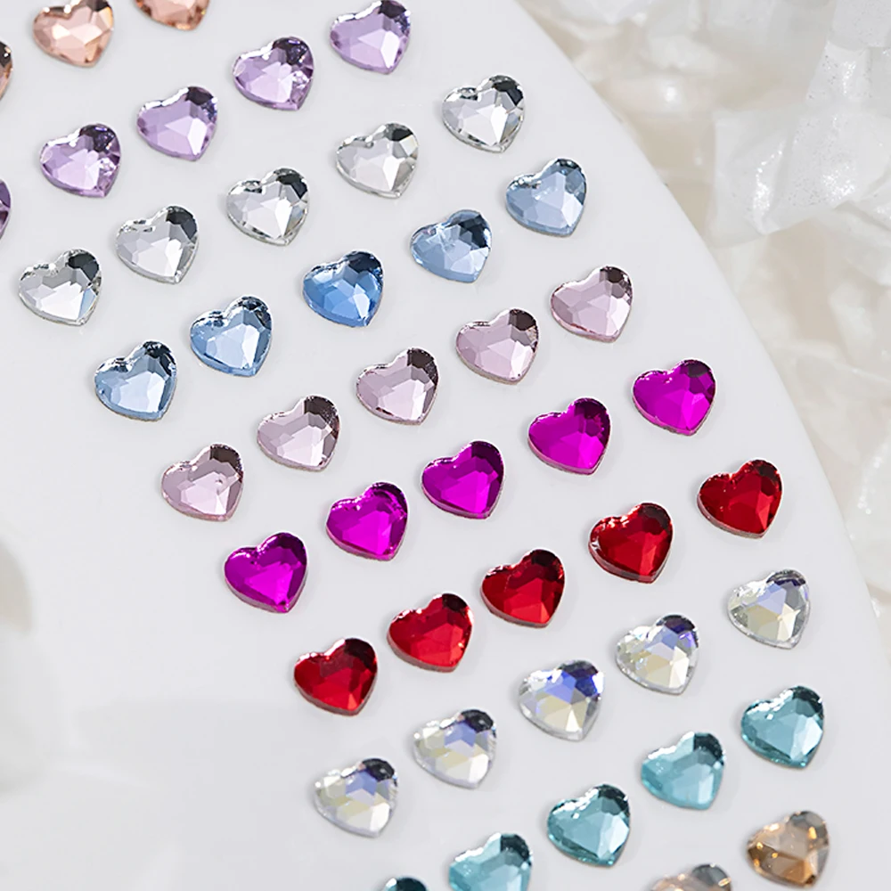 5.5x6mm 20pcs Heart Shape Nail Art Rhinestones Korean Fashion Flatback Strass 3D Crystal Stones for DIY Nail Charms Decoration