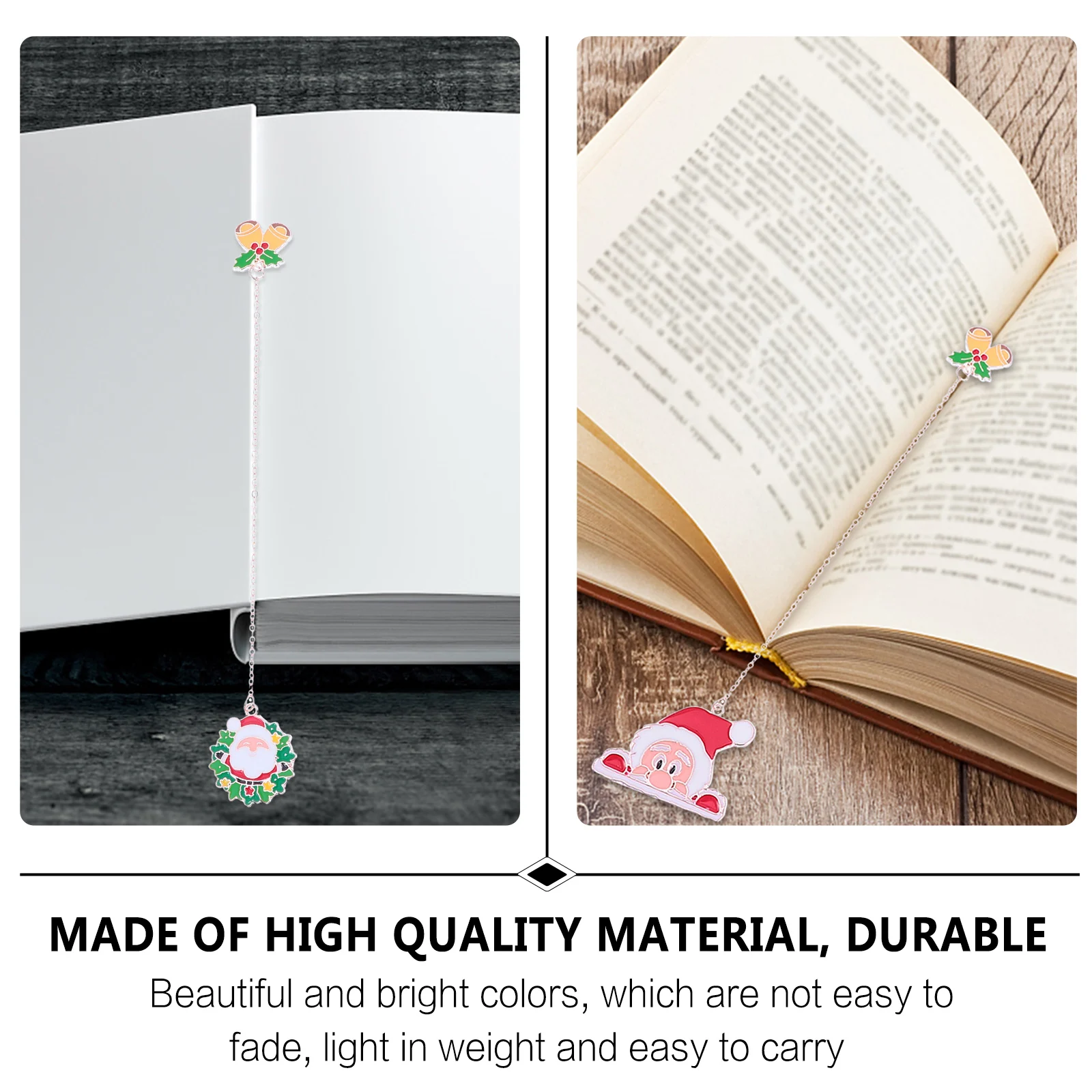 

4pcs Christmas Metal Bookmarks Pendant Holiday Festival Decor Gift Bright Fade Resistant Lightweight Long Lasting Lovely