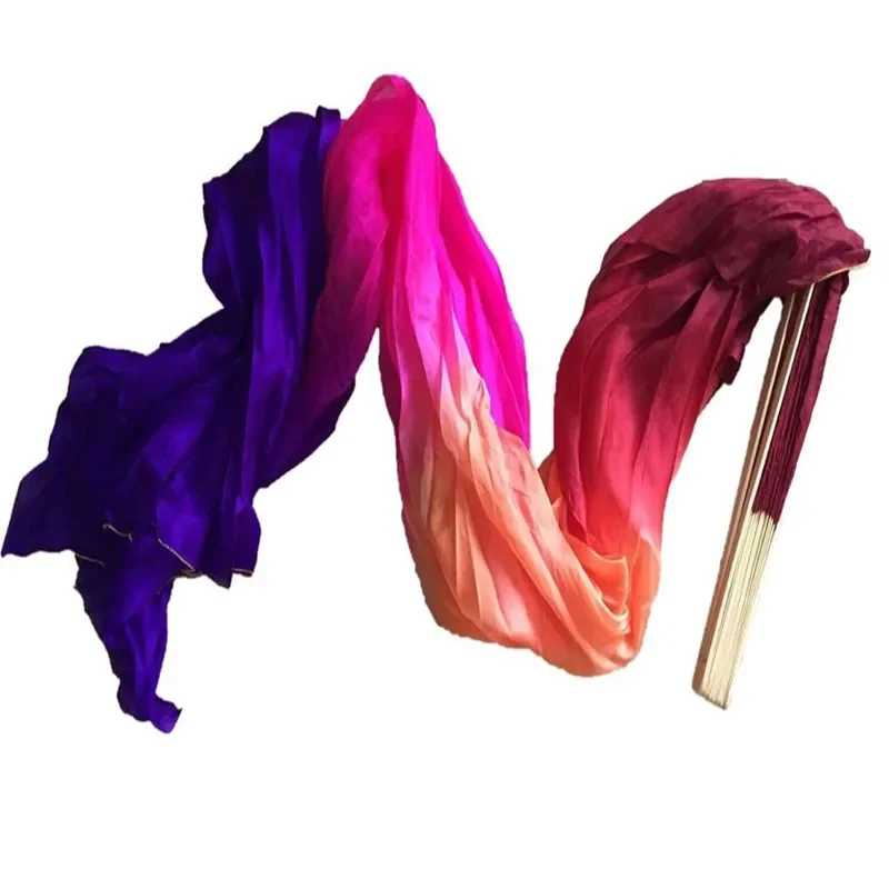 180cm Silk Veil Pairs 100% Real Silk Bamboo Long Fan Women Belly Dance Props Customized Color Flowy Light Weight Costume Adults