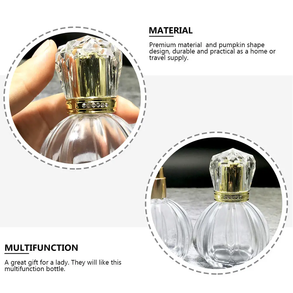 

2Pcs Glass Perfume Bottle Pumpkin Shape Refillable Spray Bottles Vintage Style for Perfume Essential Oil Travel Use