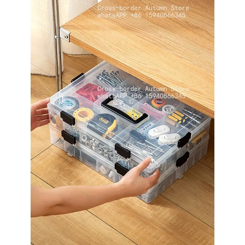 Multi Compartment Hardware Repair Tool Box Portable Electrician Storage Organizer For Home Car Garage