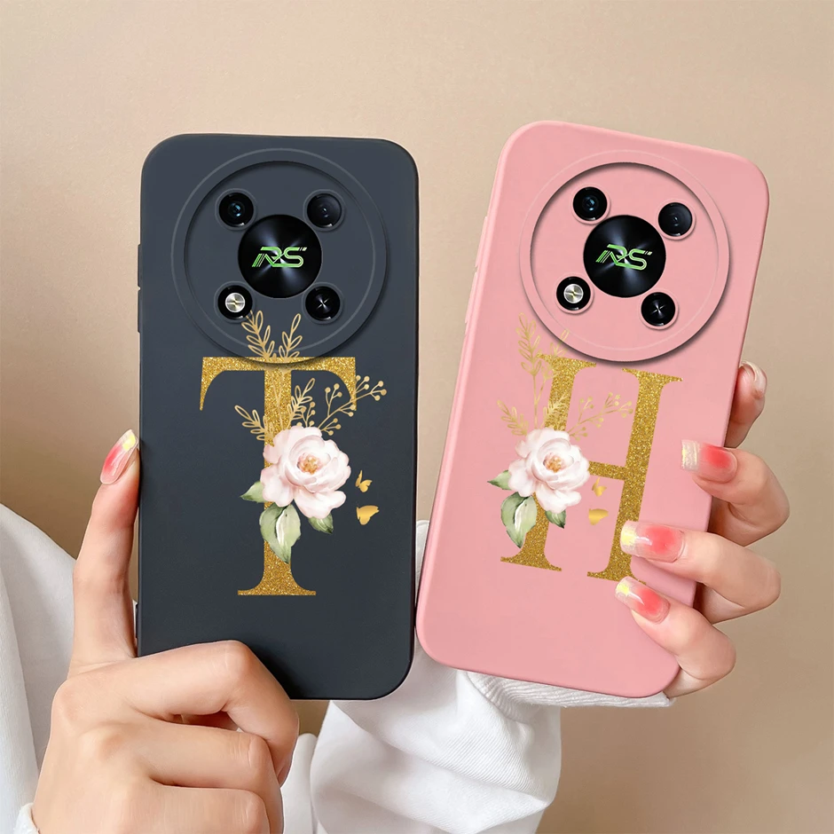 Case For Itel RS4 Art Flower 26 Letter Liquid Silicone TPU Back Cover For ItelRS4 Itel R S4 Advanced Sense Couple Fundas Shell